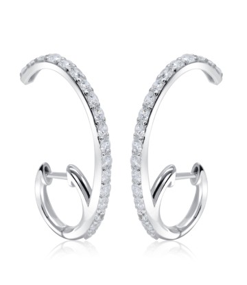 Beautiful Designed with CZ Stone Silver Hoop Earring HO-2474